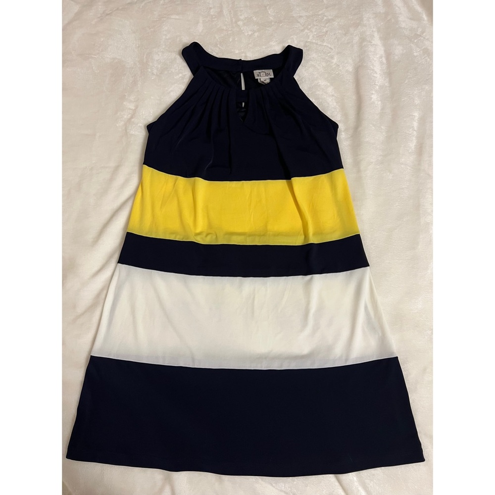 Navy, Yellow White Dress